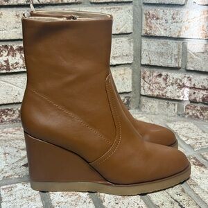 H&M Tan Saddle Brown Wedge Boots Like New Size 8.5